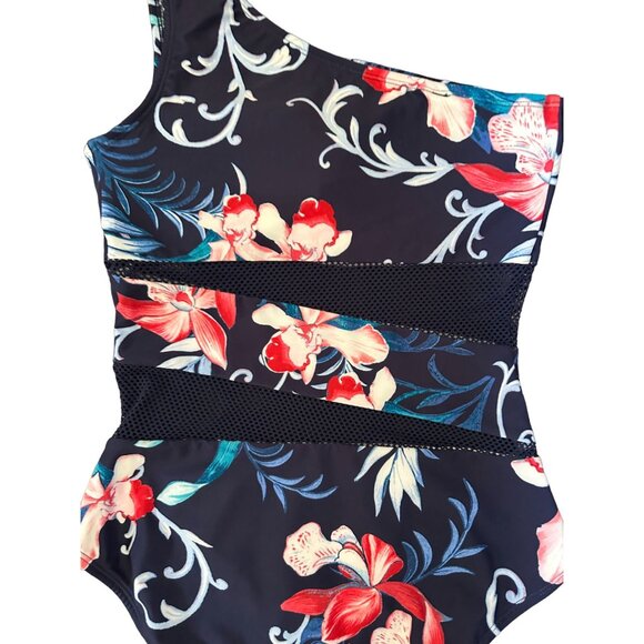 CARMEN MARC VALVO Floral Mesh Maritime Swimsuit Sz 8 NEW - Picture 2 of 6